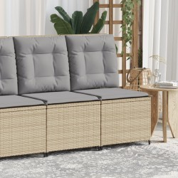 Canapé inclinable de jardin avec coussins beige résine tressée 