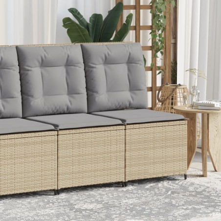 Canapé inclinable de jardin avec coussins beige résine tressée 