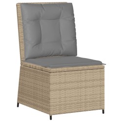 Canapé inclinable de jardin avec coussins beige résine tressée 