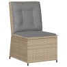 Canapé inclinable de jardin avec coussins beige résine tressée 