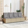 Canapé inclinable de jardin avec coussins beige résine tressée 