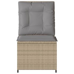 Canapé inclinable de jardin avec coussins beige résine tressée 