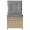 Canapé inclinable de jardin avec coussins beige résine tressée 