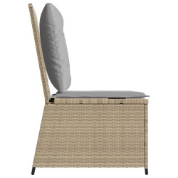 Canapé inclinable de jardin avec coussins beige résine tressée 