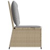 Canapé inclinable de jardin avec coussins beige résine tressée 