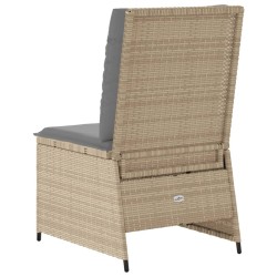 Canapé inclinable de jardin avec coussins beige résine tressée 