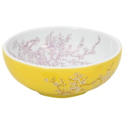 Vasque à poser blanc et jaune rond Φ41x14 cm céramique 