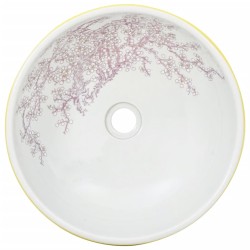 Vasque à poser blanc et jaune rond Φ41x14 cm céramique 