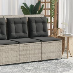 Canapé inclinable de jardin coussins gris clair résine tressée 