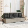 Canapé inclinable de jardin coussins gris clair résine tressée 