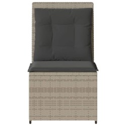 Canapé inclinable de jardin coussins gris clair résine tressée 