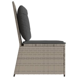 Canapé inclinable de jardin coussins gris clair résine tressée 