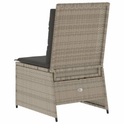 Canapé inclinable de jardin coussins gris clair résine tressée 