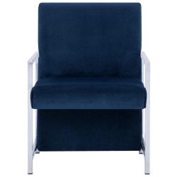 Fauteuil avec pieds chromés Bleu Velours 