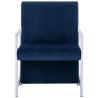 Fauteuil avec pieds chromés Bleu Velours 