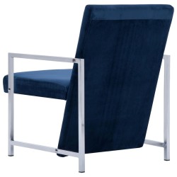 Fauteuil avec pieds chromés Bleu Velours 