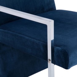 Fauteuil avec pieds chromés Bleu Velours 