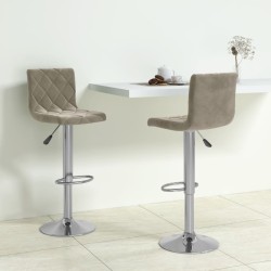 Tabourets de bar lot de 2 gris clair velours 