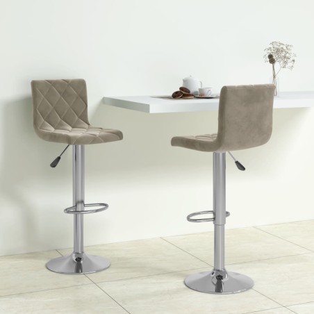 Tabourets de bar lot de 2 gris clair velours 