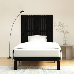 Tête de lit murale Noir 108x3x110 cm Bois massif de pin 