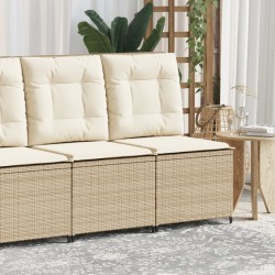 Canapé inclinable de jardin avec coussins beige résine tressée 
