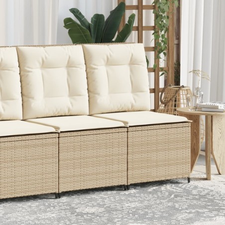 Canapé inclinable de jardin avec coussins beige résine tressée 