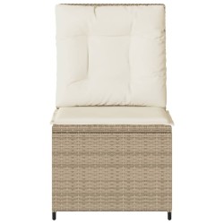 Canapé inclinable de jardin avec coussins beige résine tressée 