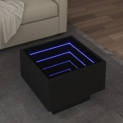 Table d'appoint avec LED noir 40x40x30 cm bois d'ingénierie 