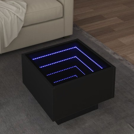 Table d'appoint avec LED noir 40x40x30 cm bois d'ingénierie 