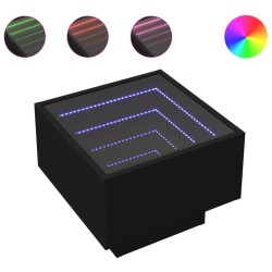 Table d'appoint avec LED noir 40x40x30 cm bois d'ingénierie 