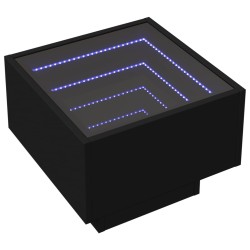 Table d'appoint avec LED noir 40x40x30 cm bois d'ingénierie 