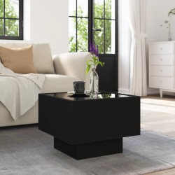 Table d'appoint avec LED noir 40x40x30 cm bois d'ingénierie 