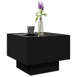 Table d'appoint avec LED noir 40x40x30 cm bois d'ingénierie 