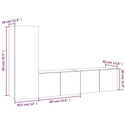 Ensemble de meubles TV 3 pcs Chêne fumé Bois d'ingénierie 