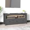 Meuble TV Gris 114x35x52 cm Bois de pin massif 