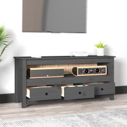 Meuble TV Gris 114x35x52 cm Bois de pin massif 