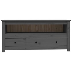 Meuble TV Gris 114x35x52 cm Bois de pin massif 