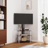 Meuble TV d'angle 3 niveaux pour 32-70 pouces noir et argenté 