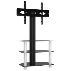 Meuble TV d'angle 3 niveaux pour 32-70 pouces noir et argenté 