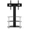 Meuble TV d'angle 3 niveaux pour 32-70 pouces noir et argenté 