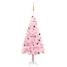 Arbre de Noël artificiel pré-éclairé et boules rose 210 cm PVC 