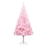 Arbre de Noël artificiel pré-éclairé et boules rose 210 cm PVC 