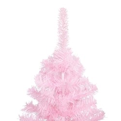 Arbre de Noël artificiel pré-éclairé et boules rose 210 cm PVC 