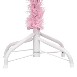 Arbre de Noël artificiel pré-éclairé et boules rose 210 cm PVC 