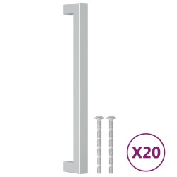 Poignées d'armoire 20 pcs argenté 192 mm acier inoxydable 