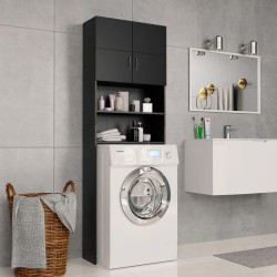 Meuble de machine à laver Noir 64x25,5x190 cm Bois d'ingénierie 