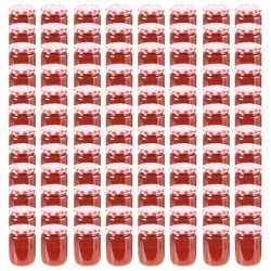 Pots à confiture Couvercle blanc et rouge 96 pcs Verre 230 ml 