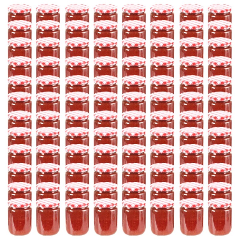 Pots à confiture Couvercle blanc et rouge 96 pcs Verre 230 ml 