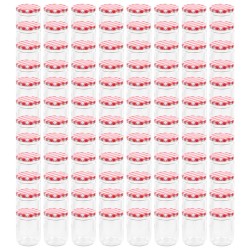 Pots à confiture Couvercle blanc et rouge 96 pcs Verre 230 ml 