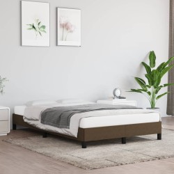 Cadre de lit sans matelas marron foncé 120x190 cm tissu 